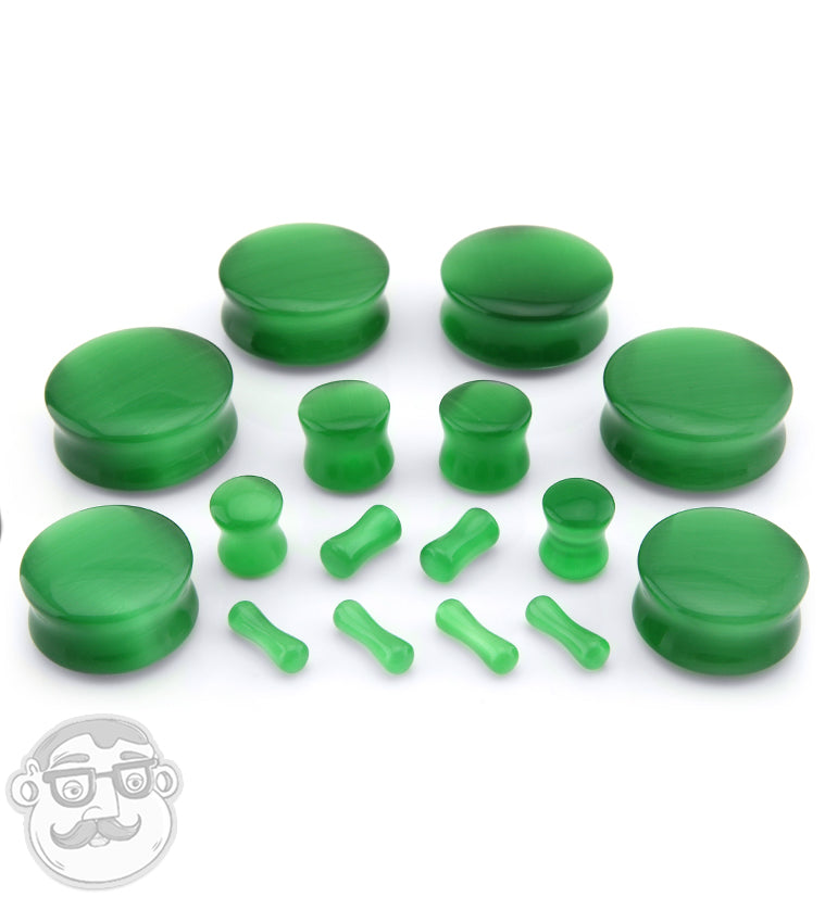 Green Cat's Eye Glass Plugs