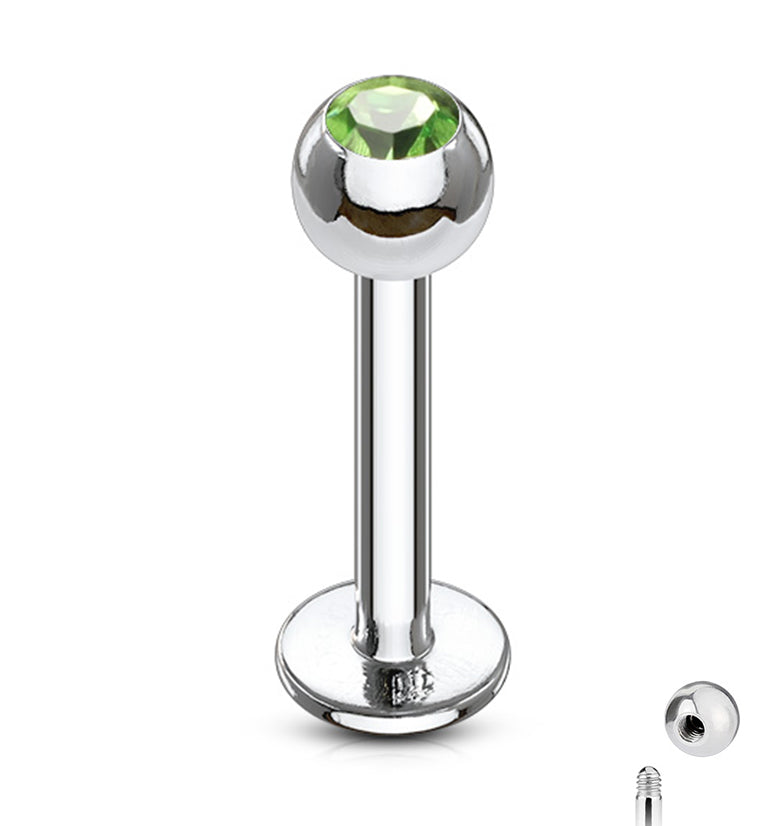 Green CZ Labret Post