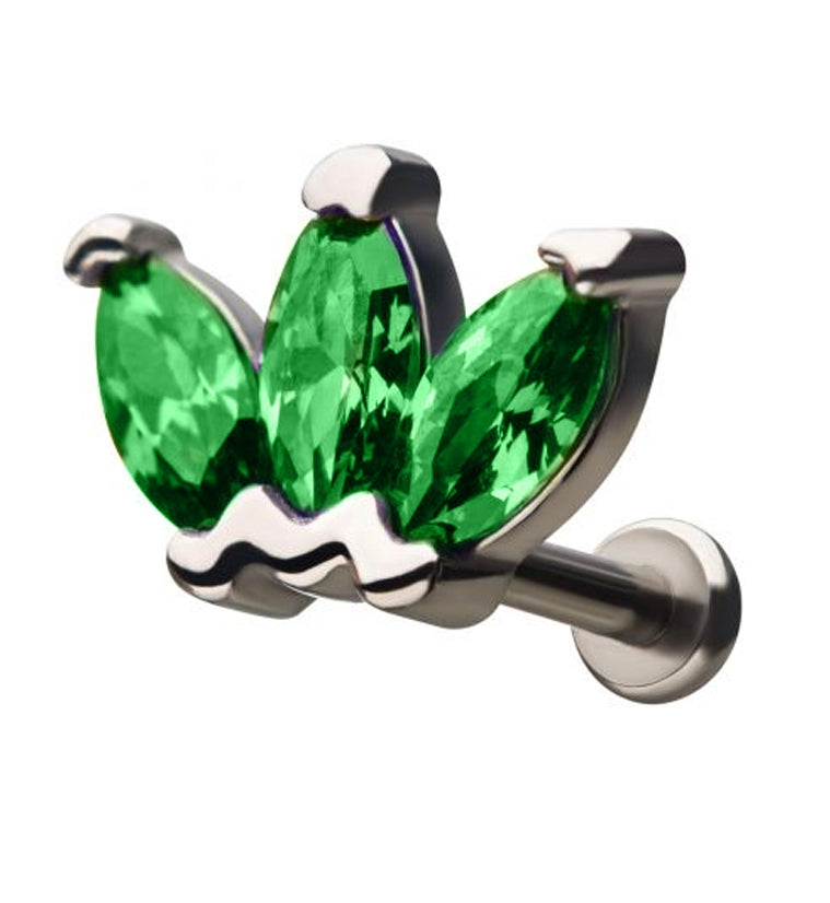 18G Green Lotus CZ Gem Labret