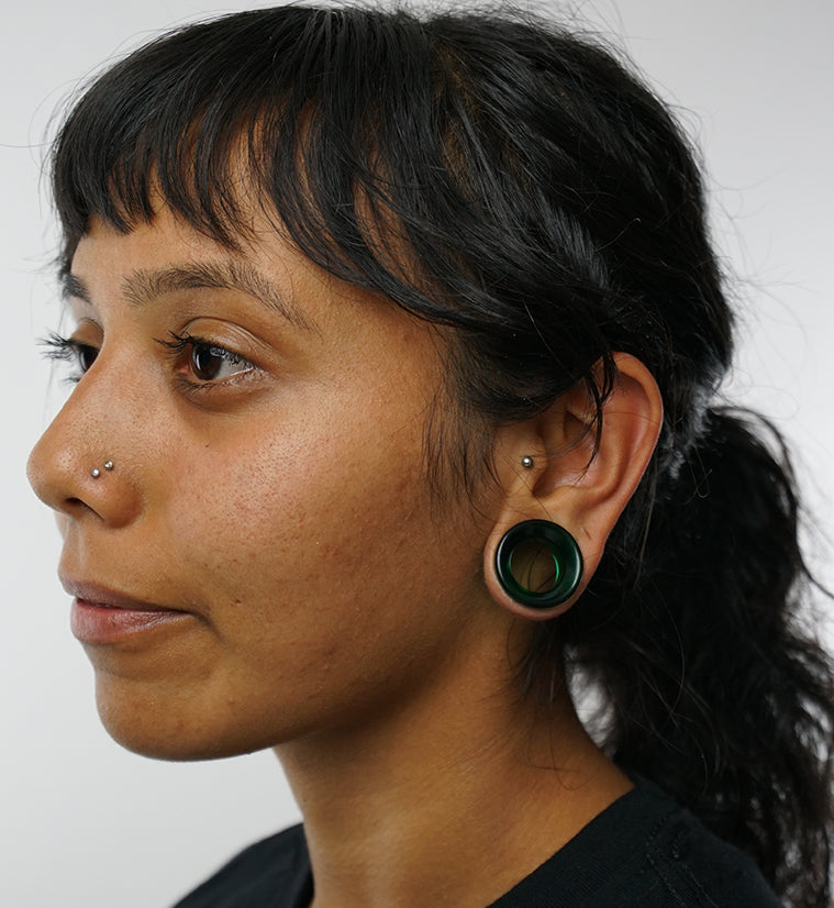 Emerald Green Glass Tunnel Plugs