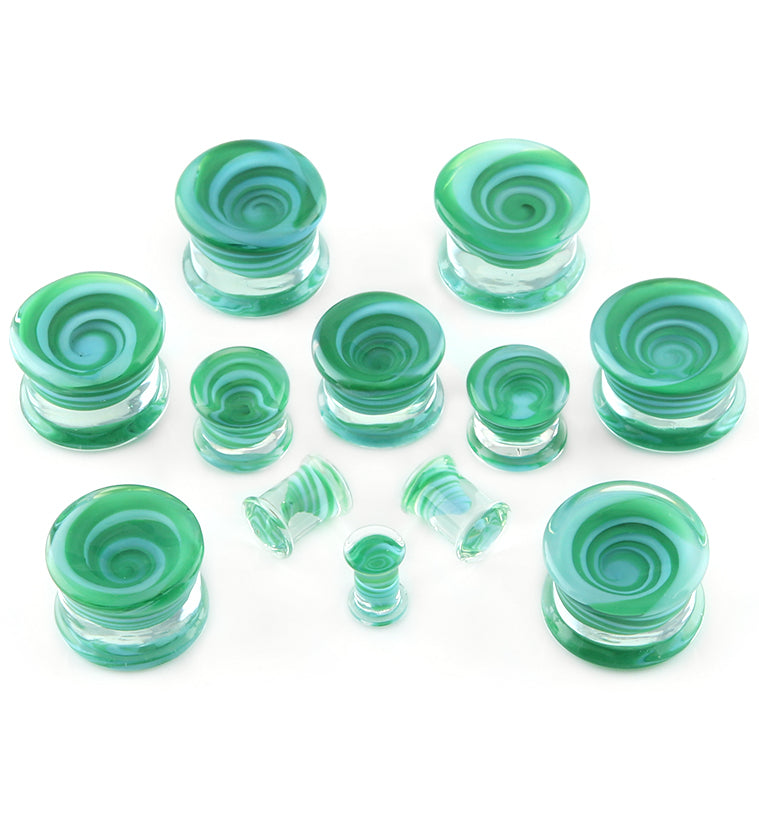 Green Vortex Glass Plugs