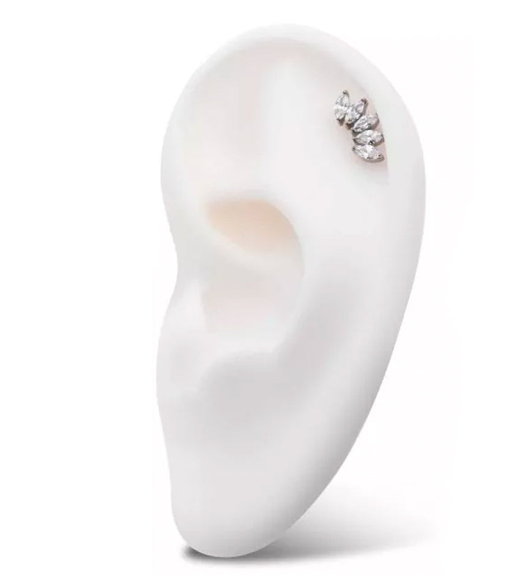Half Crown CZ Threadless Titanium Top