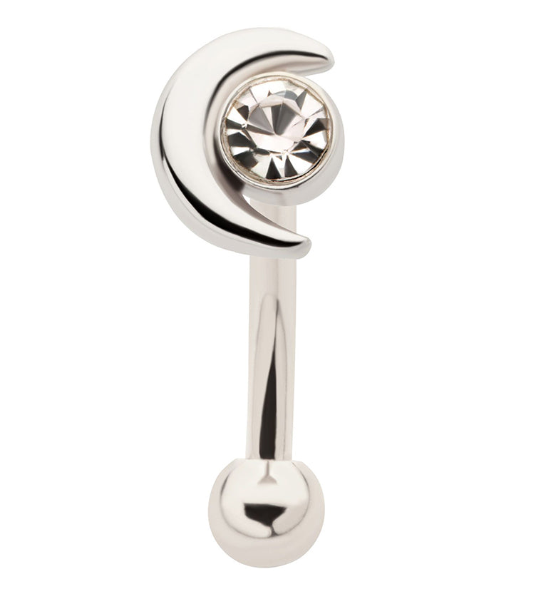 Half Moon Clear CZ Curved Barbell