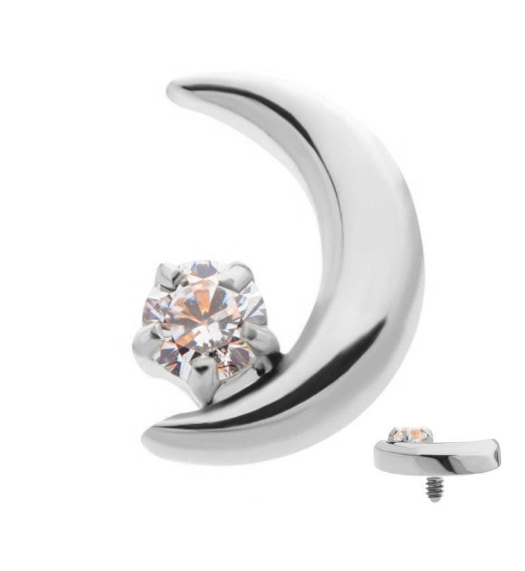 Half Moon CZ Internally Threaded Titanium Top