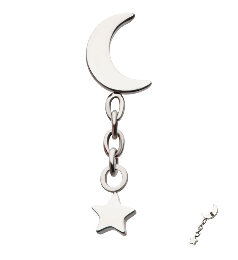 Half Moon Dangle Chain Star Internally Threaded Titanium Top