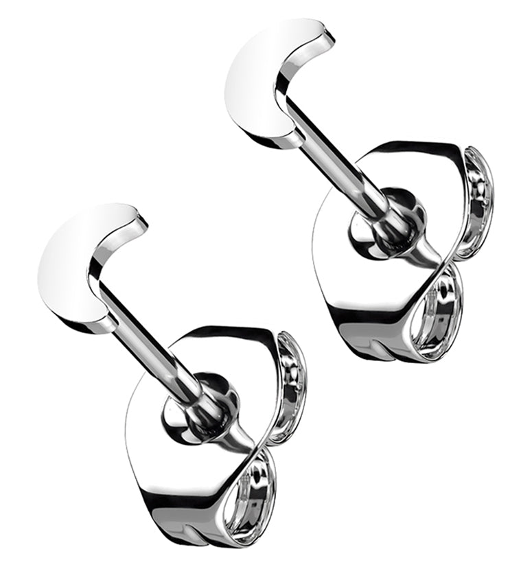 Half Moon Titanium Threadless Earrings