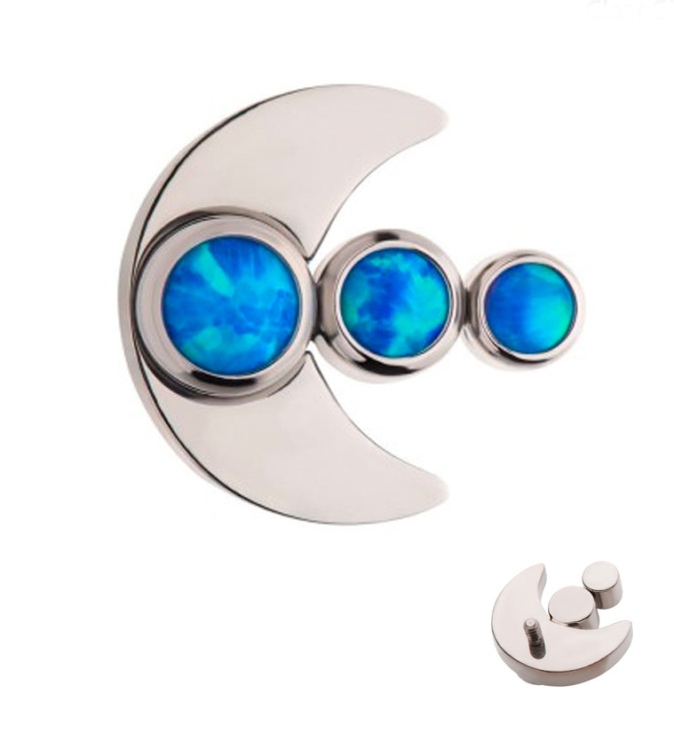 Half Moon Triple Blue Opalite Internally Threaded Titanium Top
