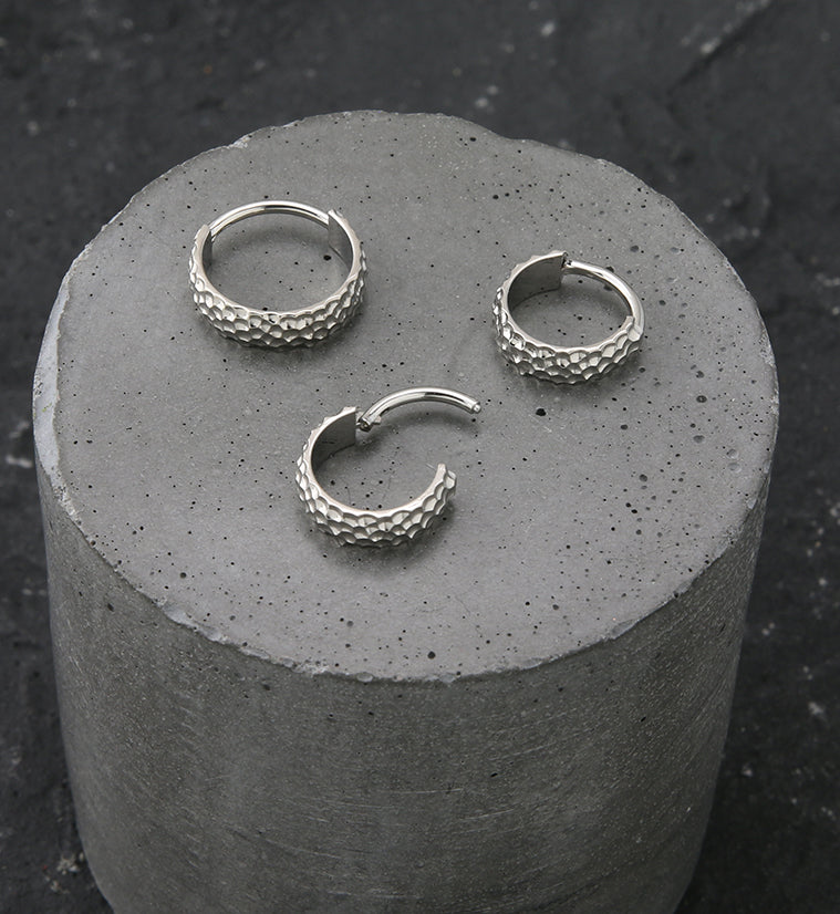 Hammered Titanium Hinged Segment Ring