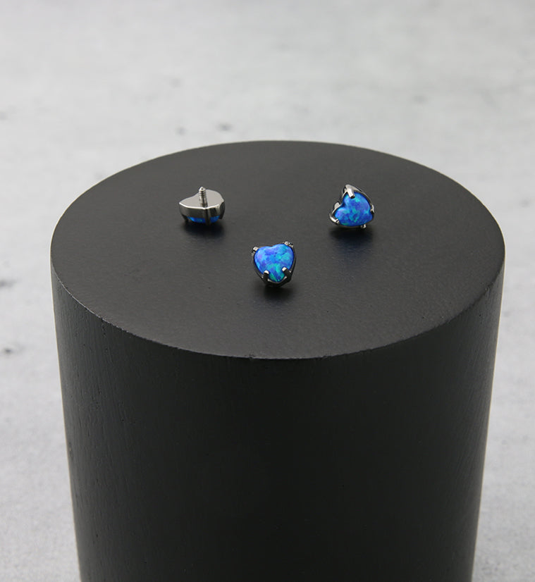 Heart Blue Opalite Internally Threaded Titanium Top