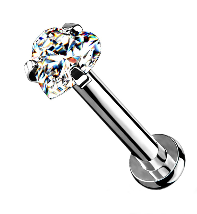 Clear Heart CZ Labret Post