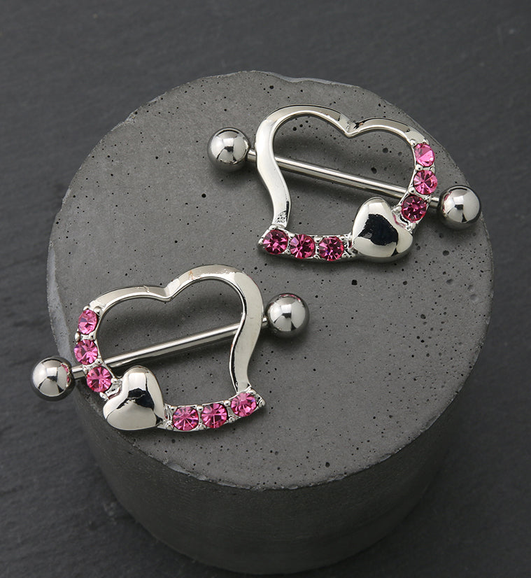Hearts CZ Diamond Nipple Shield Ring