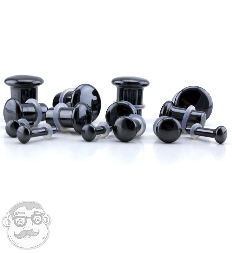 Single Flare Hematite Stone Plugs