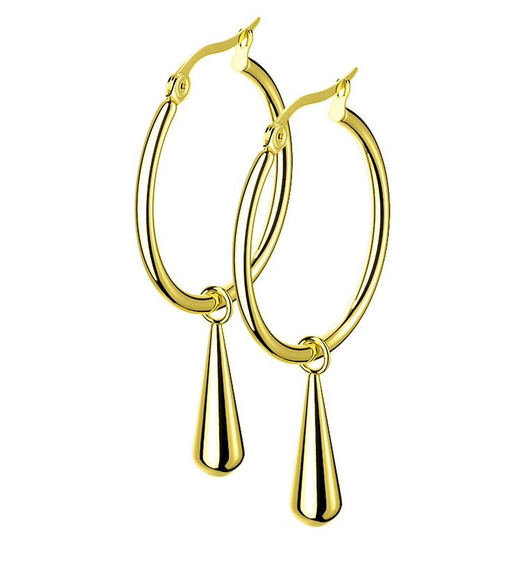Gold PVD Hoop Drop Earrings