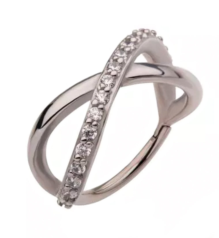 Intersect CZ Row Hinged Segment Ring