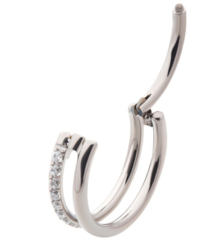Interval CZ Row Titanium Hinged Segment Ring