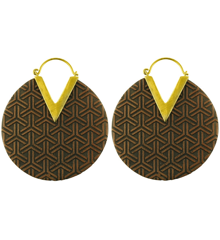 18G Isometric Engraved Wooden Hangers / Earrings