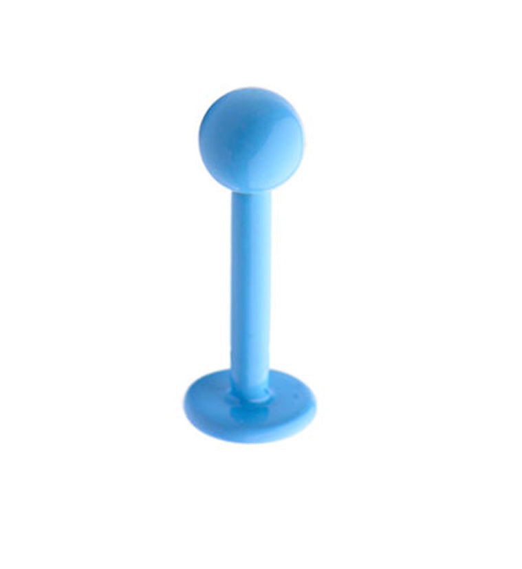 16G Ceramic Blue Coated Stainless Steel Lip / Labret Stud