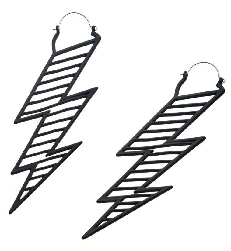 20G Black Lightning Plug Hoops