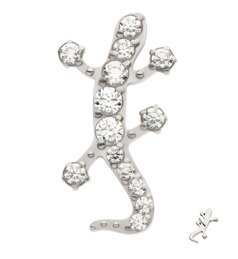 Lizard Clear CZ Threadless Titanium Top