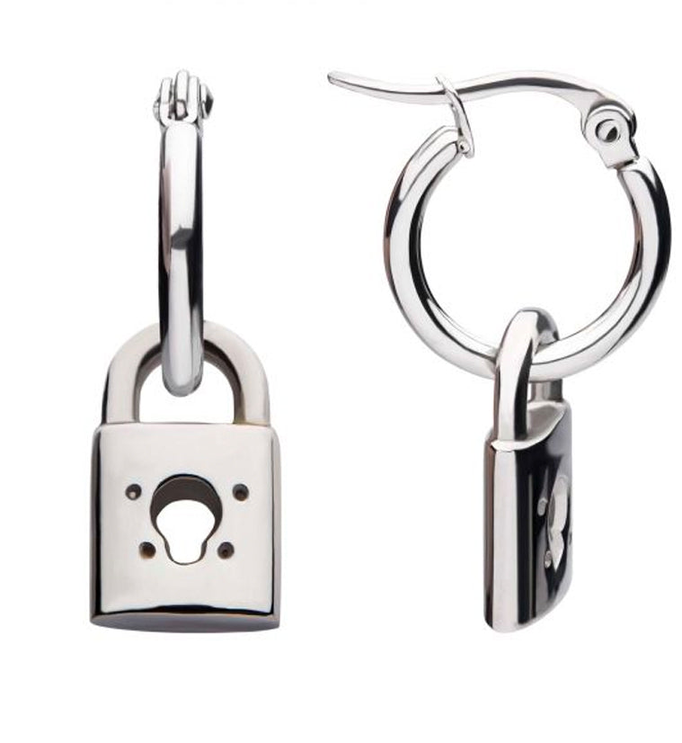 Lock Stainless Steel Hoop Earrings