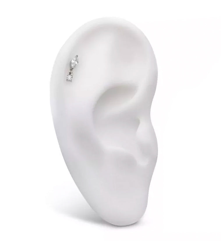 Marquise Dangle Round CZ Internally Threaded Titanium Top