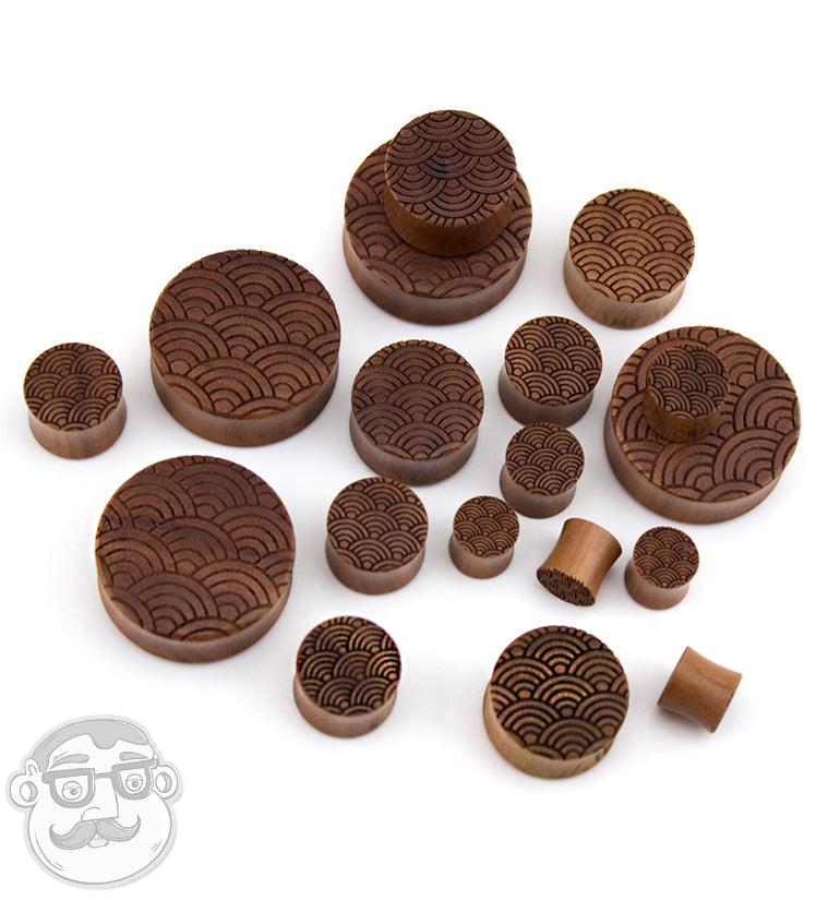 Mermaid Scale Engraved Saba Wood Plugs