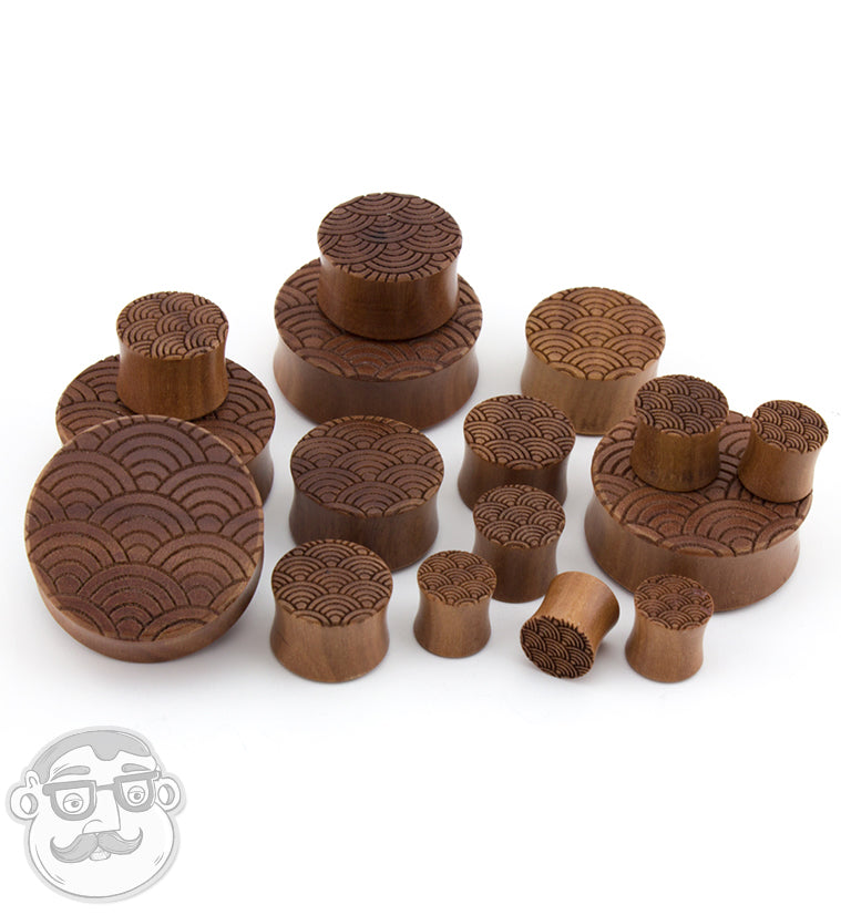 Mermaid Scale Engraved Saba Wood Plugs