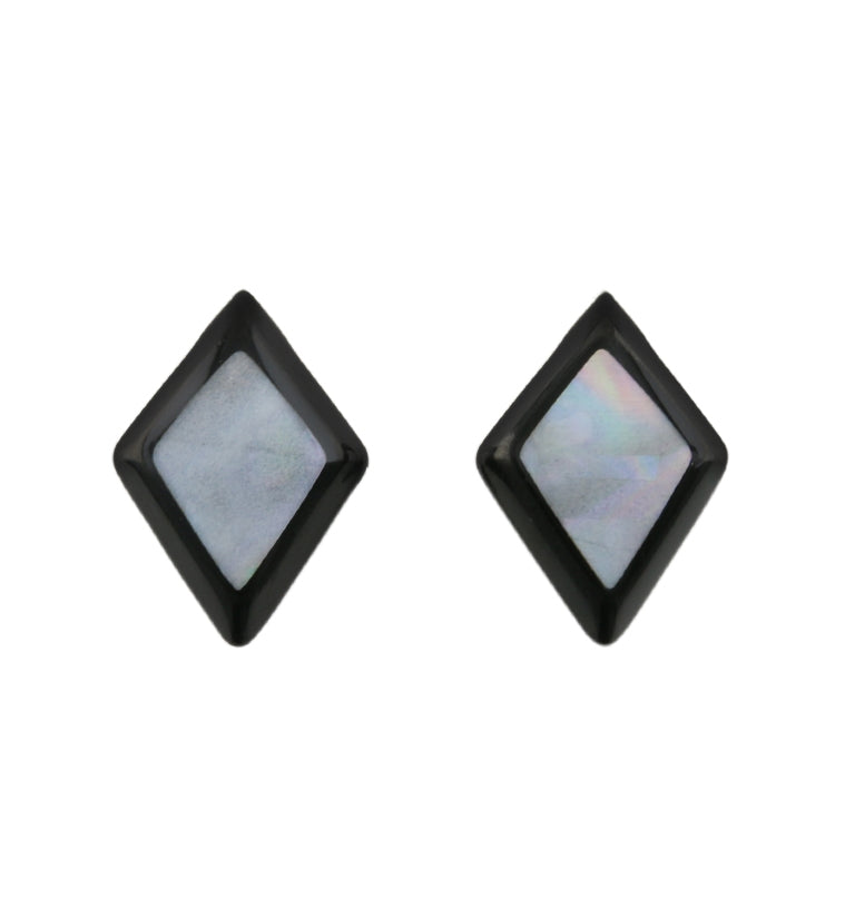 Black PVD Zircon Mother of Pearl Ear Weights