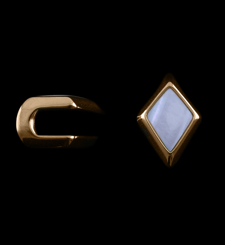 Rose Gold PVD Zircon Mother of Pearl Ear Weights