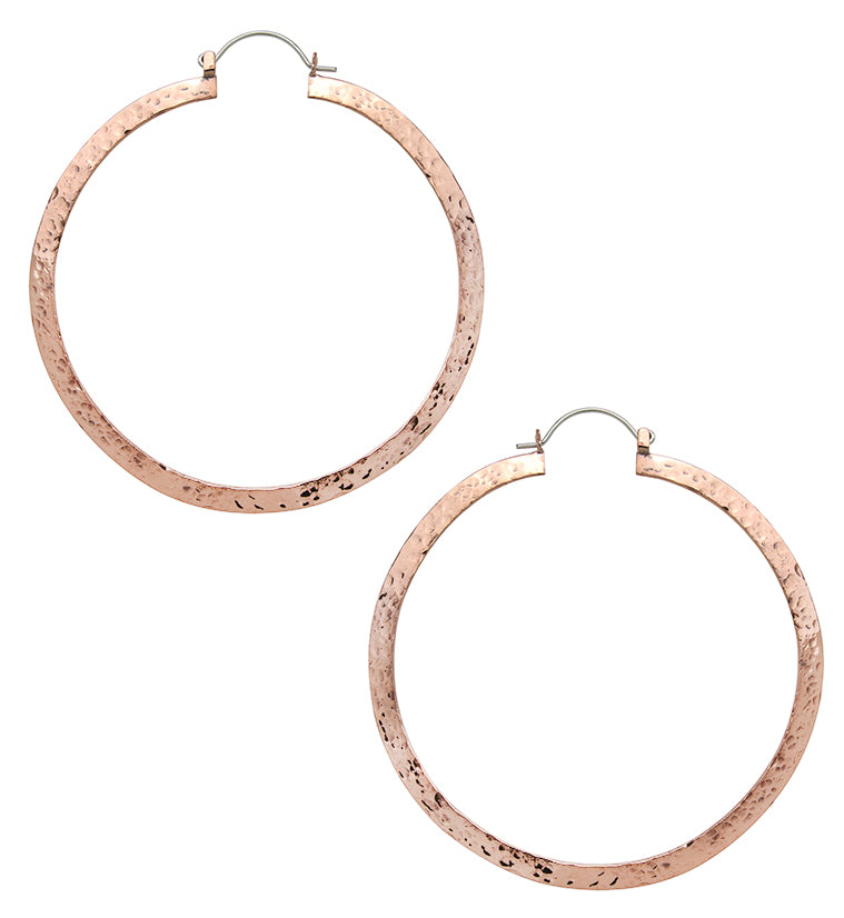 Narrow Hammered Copper Hangers / Earrings