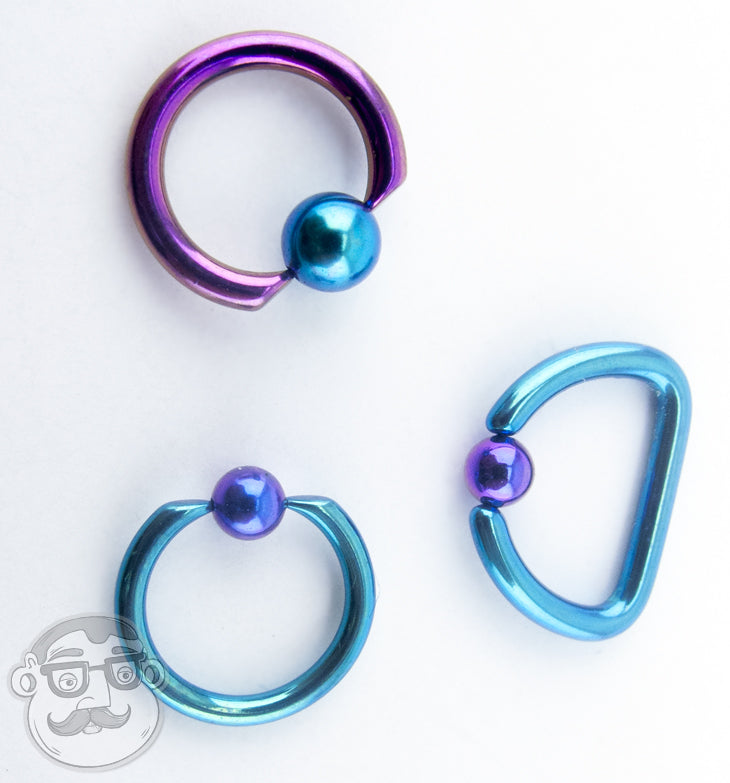 14G Pink & Teal Niobium Captive Ring