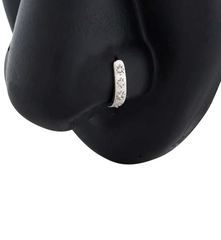 Gold PVD Sol CZ Stainless Steel Nose Curve