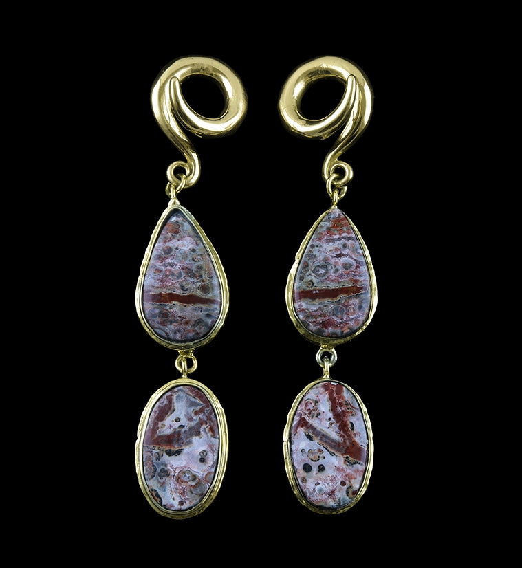 Double Ocean Jasper Brass Ear Weights