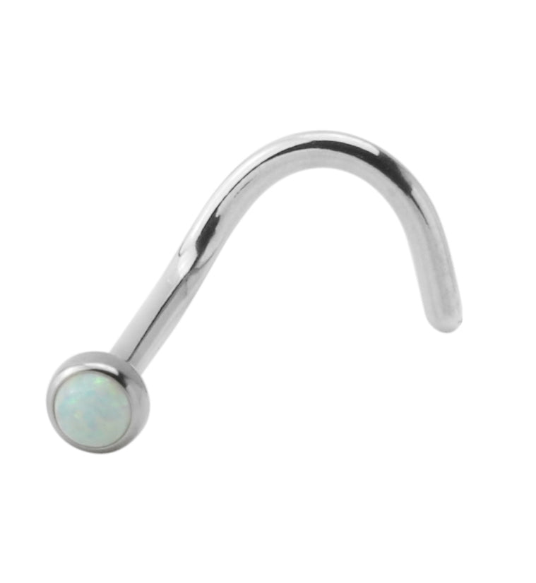 White Opalite Titanium Nose Screw Ring