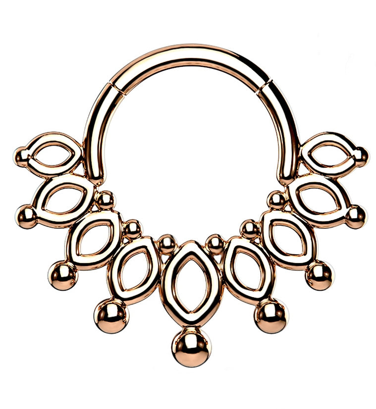 Rose Gold PVD Ovoidal Fan Hinged Segment Ring