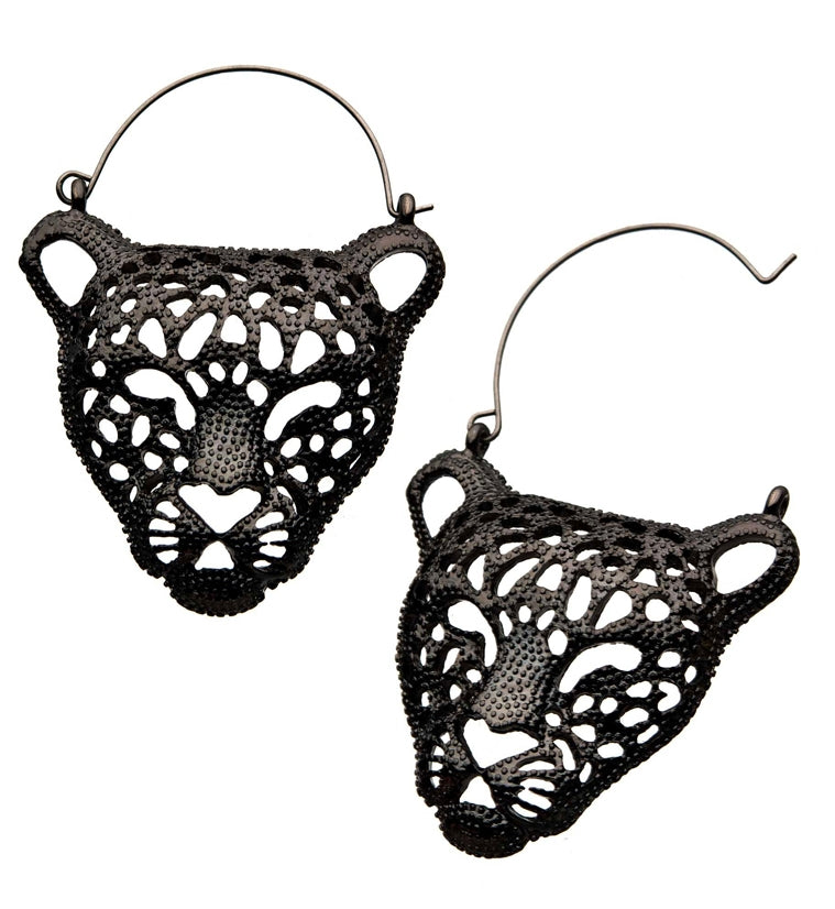 Gunmetal Panther Plug Hoops