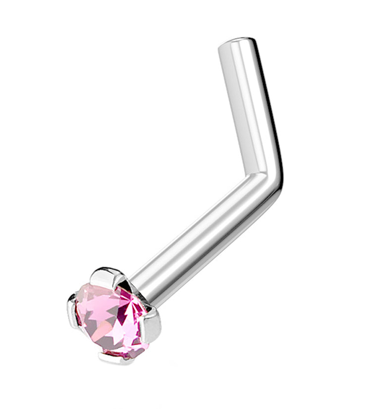 Black CZ Gem Top L Bend Nose Ring
