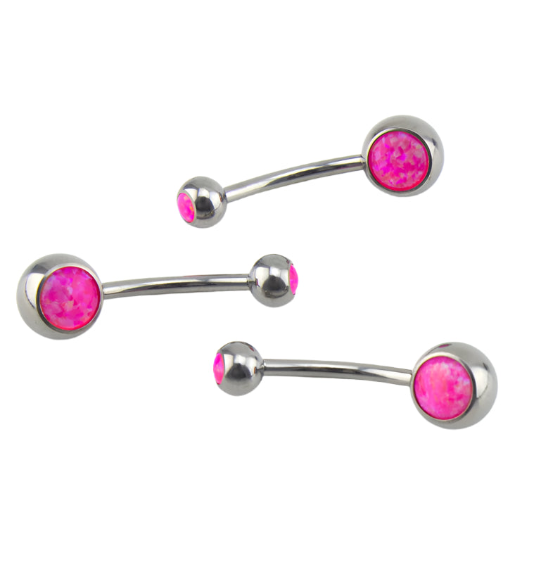 Pink Opal Titanium Belly Button Ring