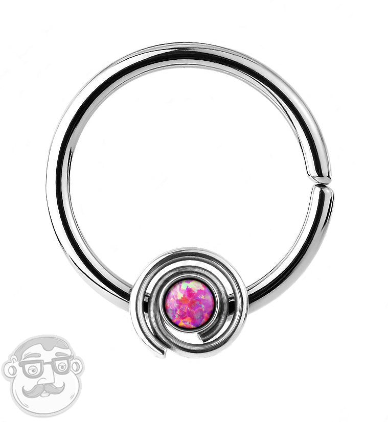 16G Pink Opalite Coil Septum Ring