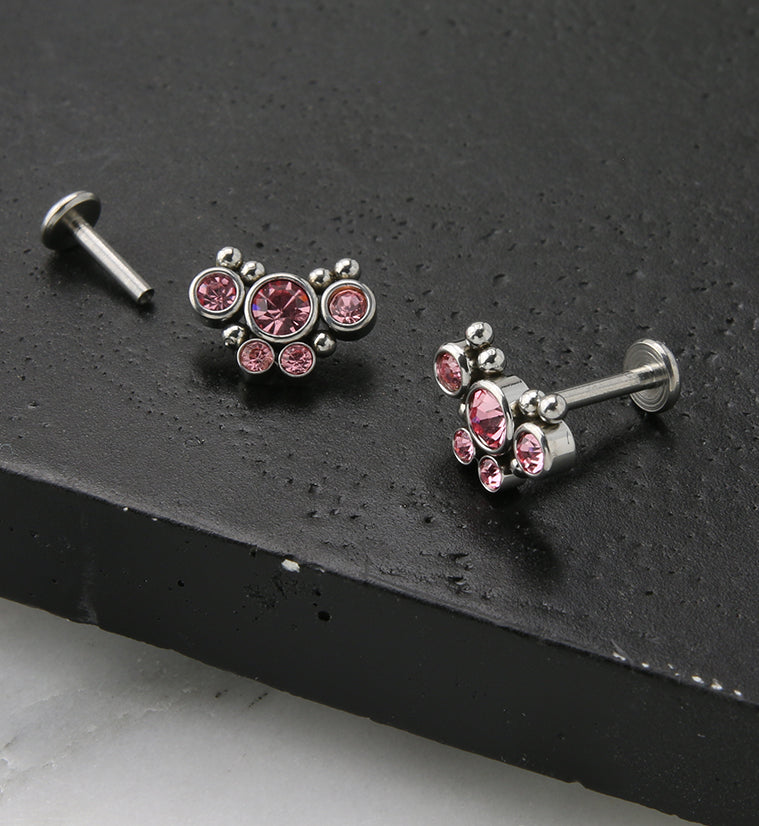 Pink Passel Gem Labret Post