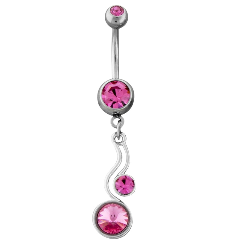 Pink Swirly Gem Belly Button Ring