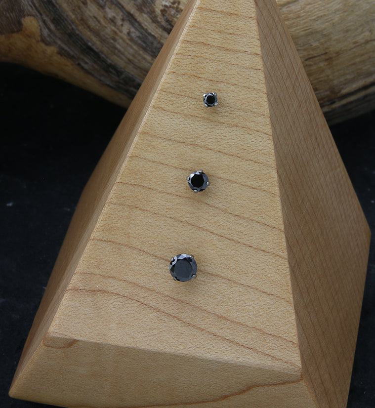 Prong Black CZ Threadless Titanium Top