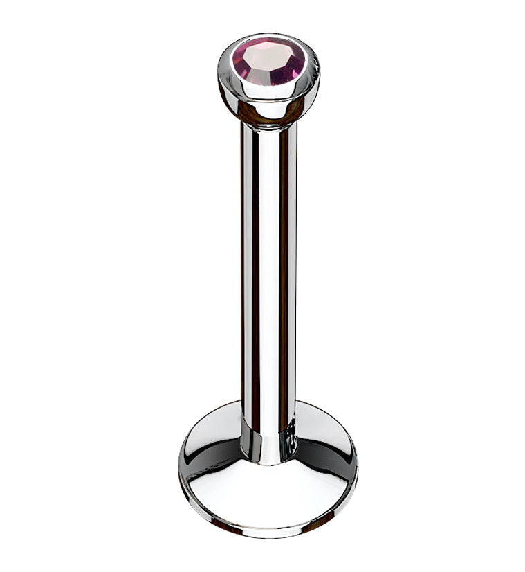 Purple CZ Bezel Labret Stud