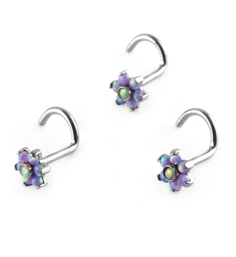 18G Titanium Purple Opalite Flower Nose Screw