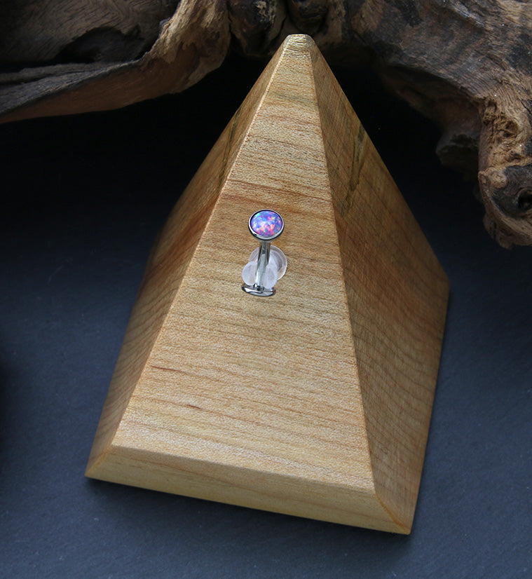 Purple Opalite Titanium Threadless Floating Belly Button Ring (Convex Disk)