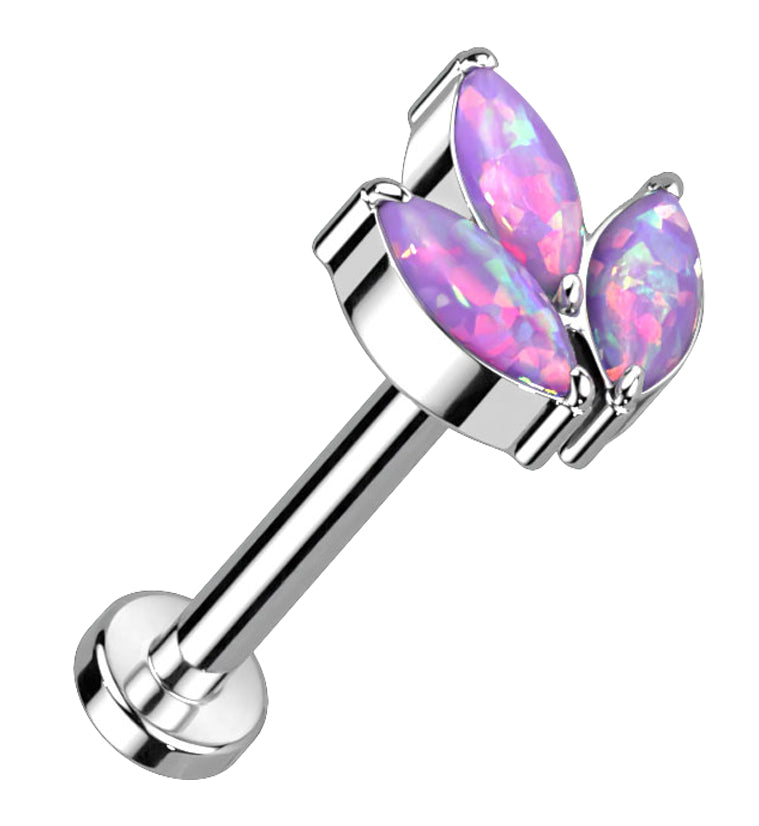 Purple Opalite Tri Sepal Titanium Threadless Labret