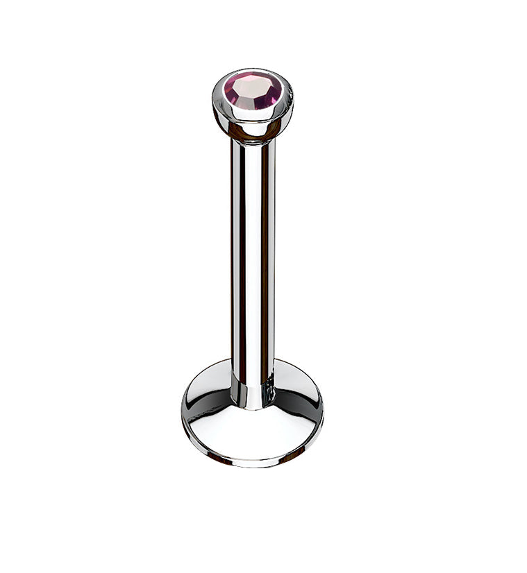 Purple CZ Internally Threaded Labret