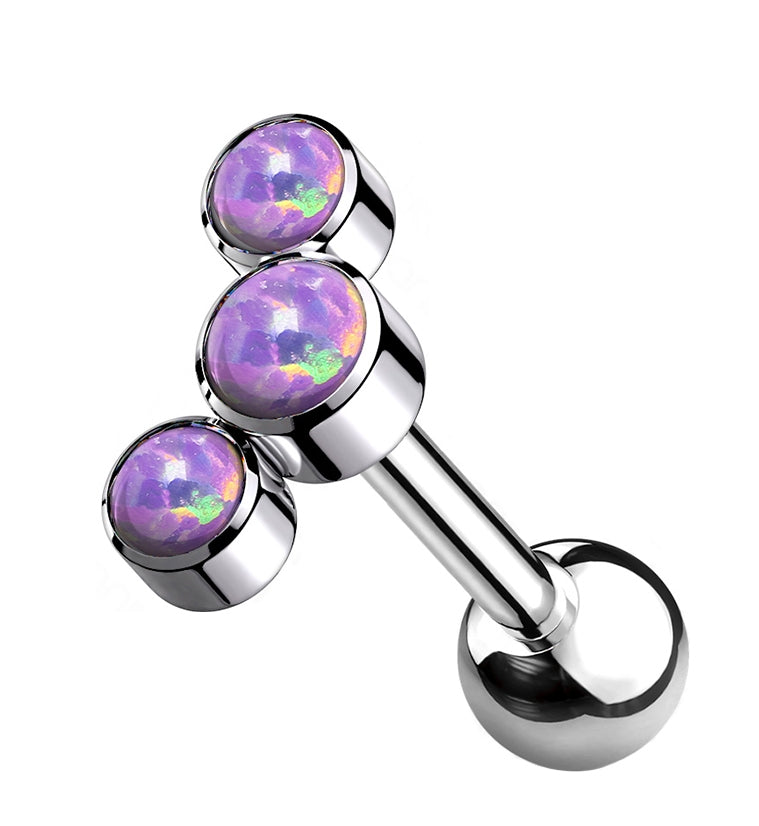 Purple Opalite Cluster Titanium Cartilage Barbell