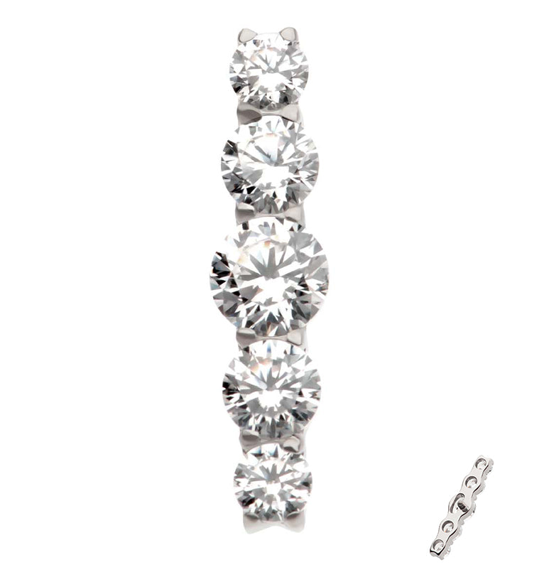 Quinary Bar Clear CZ Internally Threaded Titanium Top