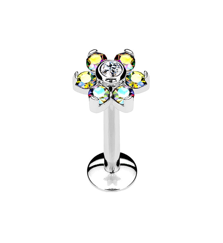 16G Rainbow Aurora Flower Internally Threaded Flatback Post